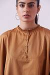 The Summer House_Brown Organic Cotton With Sateen Smooth Finish Kiki Kaftan Dress_at_Aza_Fashions