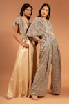 Buy Sejal Kamdar Beige Pure Satin Crepe And Gajji Silk Print & Ajrakh Wide Leg Jumpsuit Online at Aza Fashions Buy_Sejal Kamdar_Beige Pure Satin Crepe And Gajji Silk Print & Ajrakh Wide Leg Jumpsuit _Online_at_Aza_Fashions