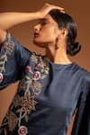 Buy_Sejal Kamdar_Blue Pure Satin Crepe Embellished Flower Embroidered And Print Jumpsuit  _Online_at_Aza_Fashions