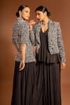 Sejal Kamdar_Black German And Pure Crape Print & Jacket & Pant Set  _Online_at_Aza_Fashions