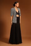 Sejal Kamdar_Black German And Pure Crape Print & Jacket & Pant Set  _at_Aza_Fashions