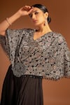 Buy_Sejal Kamdar_Black Satin, Silk Beads, Brooches, Rhinestones Ajrakh Print Layered Jumpsuit _Online_at_Aza_Fashions