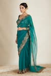 Astha Narang_Green Saree And Blouse Net Embroidered Nakshi Scallop Border With  _at_Aza_Fashions