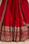 Shop_Astha Narang_Red Chanderi Embroidered Nakshi Scoop Neck Bridal Lehenga Set 