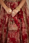 Astha Narang_Red Organza U Neck Printed Bridal Lehenga Set _at_Aza_Fashions