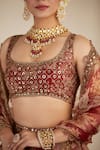 Shop_Astha Narang_Red Organza U Neck Printed Bridal Lehenga Set _Online_at_Aza_Fashions