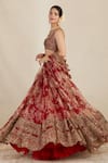 Astha Narang_Red Organza U Neck Printed Bridal Lehenga Set _Online_at_Aza_Fashions