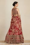 Shop_Astha Narang_Red Organza U Neck Printed Bridal Lehenga Set _at_Aza_Fashions