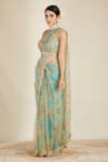 Astha Narang Blue Organza, Crepe Floral Print Saree Set Online at Aza Fashions Astha Narang_Blue Organza, Crepe Floral Print Saree Set _Online_at_Aza_Fashions
