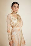 Shop_Astha Narang_White Organza Floral Print Saree Set _Online_at_Aza_Fashions