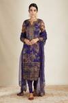 Buy_Astha Narang_Blue Organza Round Printed Kurta Set  _at_Aza_Fashions