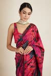 Astha Narang_Pink Silk Floral Print Saree  _at_Aza_Fashions