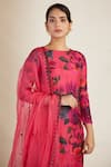 Shop Astha Narang Pink Silk, Net, Crepe Round Floral Print Kurta Set Online at Aza Fashions Shop_Astha Narang_Pink Silk, Net, Crepe Round Floral Print Kurta Set _Online_at_Aza_Fashions