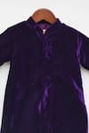 Fayon Kids_Purple Velvet, Cotton, Silk Full Sleeve Achkan And Pant Set _Online_at_Aza_Fashions