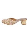 Kkarma Accessories_Pink Embroidery Chandramalika Mule Block Heels _Online_at_Aza_Fashions