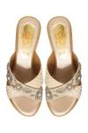 Kkarma Accessories_Gold Embroidery Devika Criss Cross Platform Wedges _Online_at_Aza_Fashions