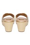 Shop_Kkarma Accessories_Gold Embroidery Devika Criss Cross Platform Wedges _Online_at_Aza_Fashions