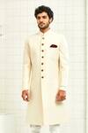 Buy_Rajesh Pratap Singh_White Viscose Quilted Sherwani _at_Aza_Fashions
