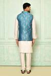 Shop_Arihant Rai Sinha_Sky Blue Jute Embroidered Floral Bundi For Men_at_Aza_Fashions