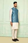 Buy_Arihant Rai Sinha_Sky Blue Jute Embroidered Floral Bundi For Men_Online_at_Aza_Fashions