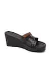 Buy_Tissr_Black Woven Leather Wedges _Online_at_Aza_Fashions