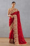 Buy_Torani_Red Silk Organza Embroidered Dori Sindoori Yashaswini Saree  _at_Aza_Fashions