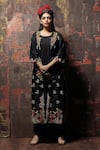 Buy_Usha Bagri_Black Chanderi Silk Embroidery Round Jacket And Kurta Set  _at_Aza_Fashions