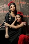 Usha Bagri_Black Chanderi Silk Embroidery Round Jacket And Kurta Set  _Online_at_Aza_Fashions