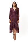 Ankita Dharman_Purple Pure Crepe Floral Print Wrap Dress_Online_at_Aza_Fashions