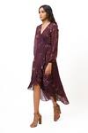 Shop_Ankita Dharman_Purple Pure Crepe Floral Print Wrap Dress_Online_at_Aza_Fashions