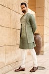 Shop_Soniya G_Green Silk Jacket And Kurta Set _at_Aza_Fashions