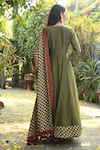 Shop_Rekha Agra_Green Handloom Chanderi Round Kurta Set _at_Aza_Fashions