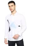 Buy_Noonoo_White Giza Cotton Applique Slim-fit Shirt  _at_Aza_Fashions