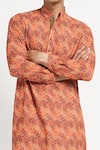 Shop_Rabani & Rakha_Orange Kurta Crepe Pant Cotton Silk Printed Set _Online_at_Aza_Fashions