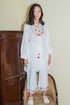 Buy Nikasha White Cotton Round Embroidered Kurta And Palazzo Set at Aza Fashions Buy_Nikasha_White Cotton Round Embroidered Kurta And Palazzo Set _at_Aza_Fashions