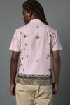Shop_House Of Three_Pink Cotton Linen Jewel Mural Hawaiian Shirt _at_Aza_Fashions