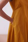 The Summer House_Yellow Organic Cotton Twill Lagno Skater Dress_at_Aza_Fashions