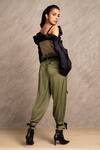 Shop_Chillosophy_Green Japanese Satin High Waist Pants  _at_Aza_Fashions