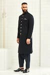 Shop_Rajesh Pratap Singh_Black Wool Crepe Button Down Sherwani _Online_at_Aza_Fashions