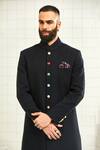 Rajesh Pratap Singh_Black Wool Crepe Button Down Sherwani _at_Aza_Fashions