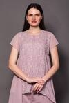 Shop Vara By Vibha N Priti Purple Georgette Zari, Embroidery Round Neck Lilac Floral Tunic Set Online at Aza Fashions Shop_Vara By Vibha N Priti_Purple Georgette Zari, Embroidery Round Neck Lilac Floral Tunic Set _Online_at_Aza_Fashions