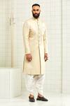 Rajesh Pratap Singh_White Brocade Sherwani _Online_at_Aza_Fashions