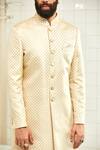 Shop_Rajesh Pratap Singh_White Brocade Sherwani _Online_at_Aza_Fashions
