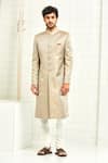 Rajesh Pratap Singh_Grey Brocade Sherwani _Online_at_Aza_Fashions