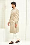 Buy_Rajesh Pratap Singh_Grey Brocade Sherwani _Online_at_Aza_Fashions