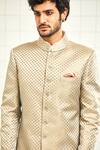 Shop_Rajesh Pratap Singh_Grey Brocade Sherwani _Online_at_Aza_Fashions