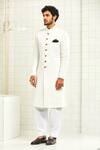 Buy_Rajesh Pratap Singh_White Textured Handloom Cotton Sherwani _Online_at_Aza_Fashions
