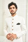 Shop_Rajesh Pratap Singh_White Textured Handloom Cotton Sherwani _Online_at_Aza_Fashions