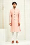 Rajesh Pratap Singh_Pink Silk Sherwani _Online_at_Aza_Fashions