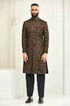 Rajesh Pratap Singh Black Viscose Textured Sherwani Online at Aza Fashions Rajesh Pratap Singh_Black Viscose Textured Sherwani _Online_at_Aza_Fashions